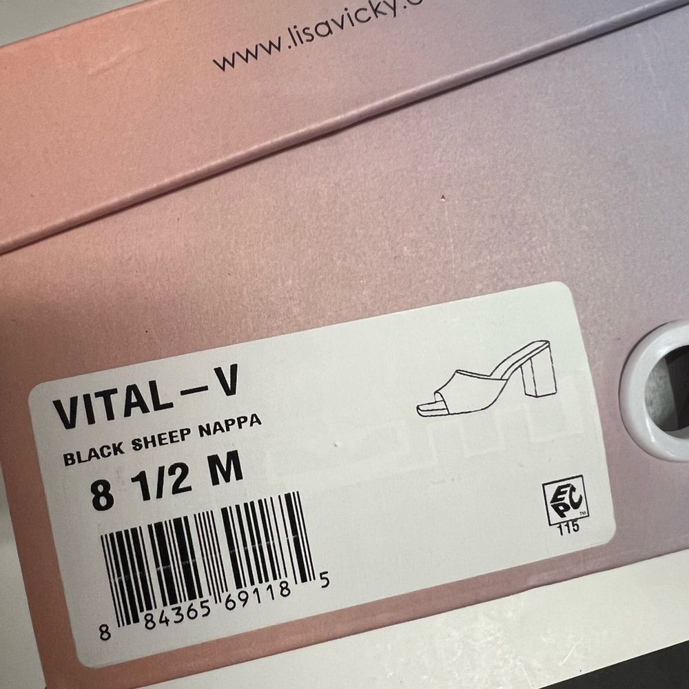 New in Box Lisa Vicky Vital Black Leather Open-Toe Mules - Size 8.5M - Picture 9 of 9